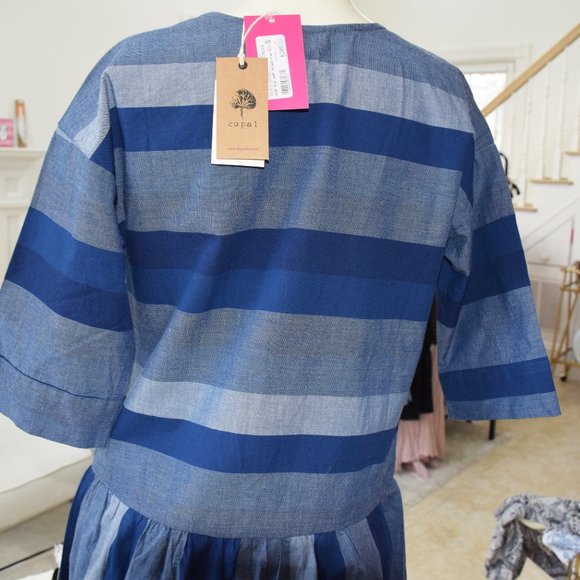 KOPAL STRIPED COTTON DRESS SZ S - Picture 4 of 5